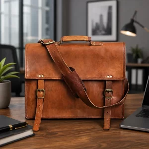 Handmade Goat Leather Messenger Bag, Vintage Satchel, Laptop Shoulder Bag, Personalized Briefcase
