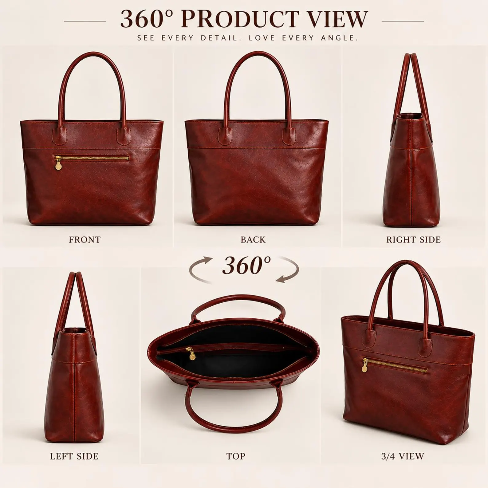 Handmade Genuine Leather Tote Bag, Personalized Work Laptop Purse (Gift for Her) - Image 6